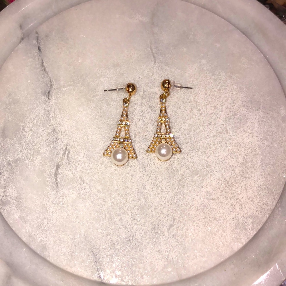 5/$25 Pearl Eiffel Tower Earrings